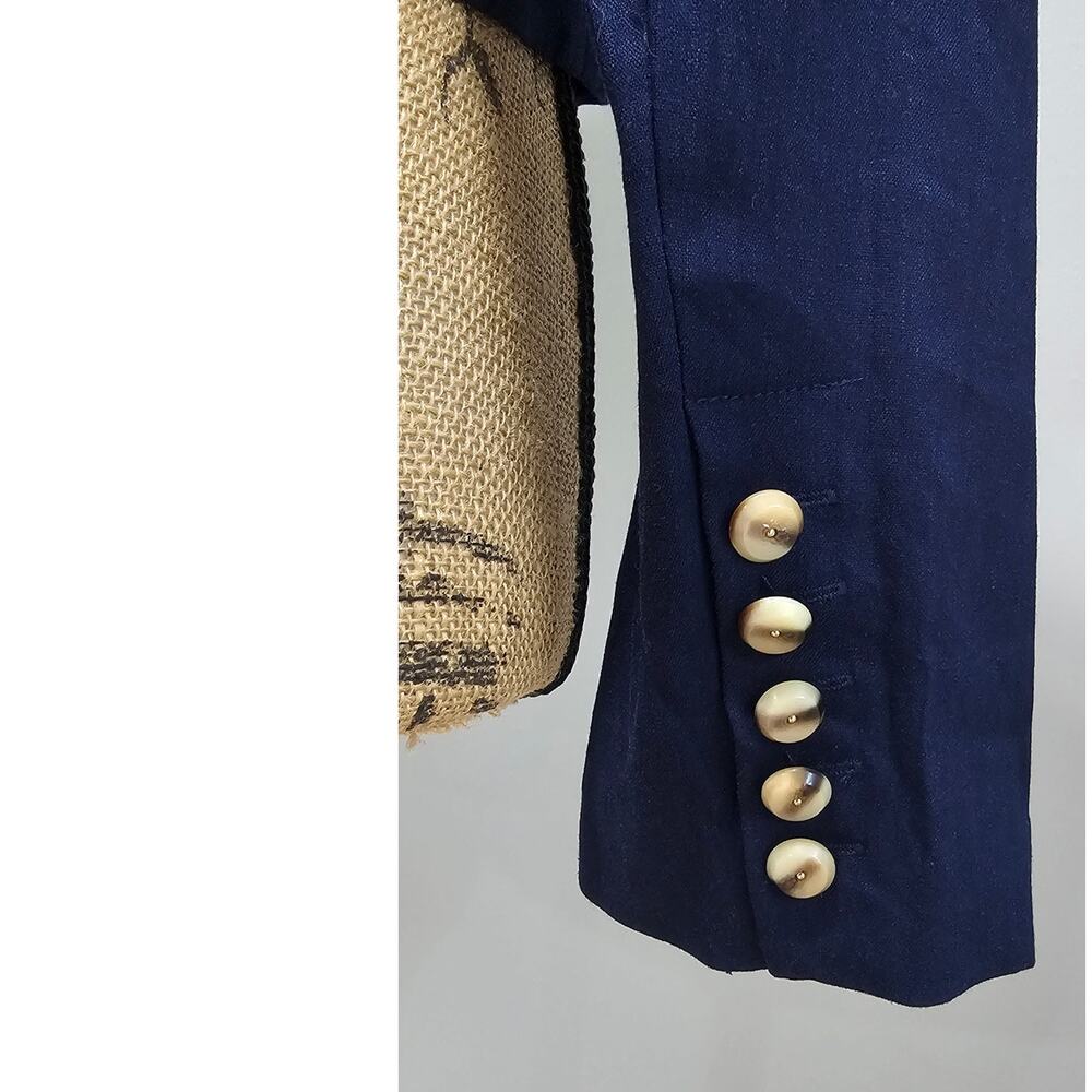 House of Harlow 1960 Blue Linen Cropped Blazer, Wood like Buttons, Sz S - Picture 10 of 10